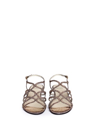 Figure View - Click To Enlarge - STUART WEITZMAN - 'Turning' metallic strappy wedge sandals
