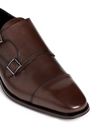 Detail View - Click To Enlarge - CANALI - Burnish leather double monk strap shoes
