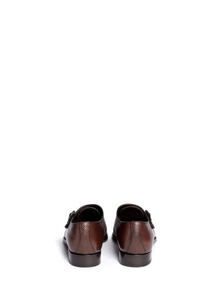 Back View - Click To Enlarge - CANALI - Burnish leather double monk strap shoes
