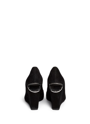 Back View - Click To Enlarge - ALEXANDER WANG - 'Ine' cutout wedge suede pumps