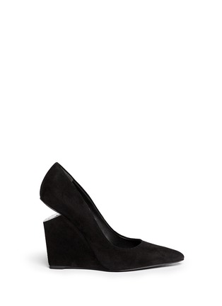 Main View - Click To Enlarge - ALEXANDER WANG - 'Ine' cutout wedge suede pumps