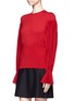 Front View - Click To Enlarge - ALEXANDER MCQUEEN - Pleated puff sleeve knit top
