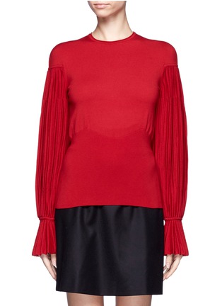 Main View - Click To Enlarge - ALEXANDER MCQUEEN - Pleated puff sleeve knit top