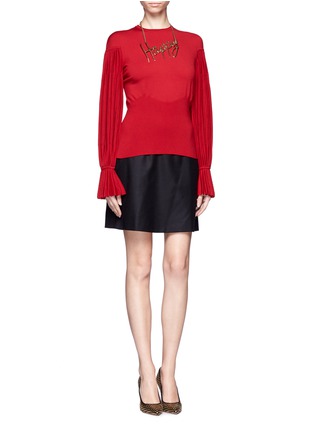 Figure View - Click To Enlarge - ALEXANDER MCQUEEN - Pleated puff sleeve knit top