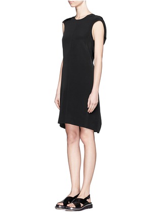 Front View - Click To Enlarge - ALEXANDER WANG - Vacuum-pressed pleat back silk dress