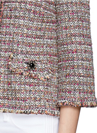 Detail View - Click To Enlarge - ST. JOHN - Crystal embellished floral button tweed jacket
