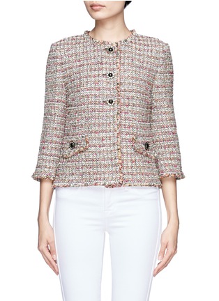 Main View - Click To Enlarge - ST. JOHN - Crystal embellished floral button tweed jacket