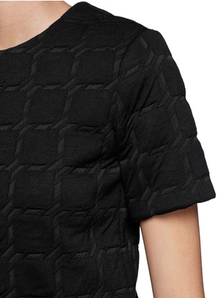 Detail View - Click To Enlarge - T BY ALEXANDER WANG - Grid jacquard bonded neoprene cropped top