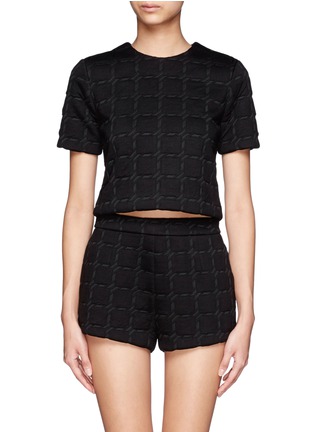 Main View - Click To Enlarge - T BY ALEXANDER WANG - Grid jacquard bonded neoprene cropped top