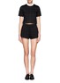 Figure View - Click To Enlarge - T BY ALEXANDER WANG - Grid jacquard bonded neoprene cropped top