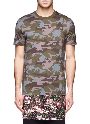 Main View - Click To Enlarge - GIVENCHY - Camouflage and floral print extended hem T-shirt