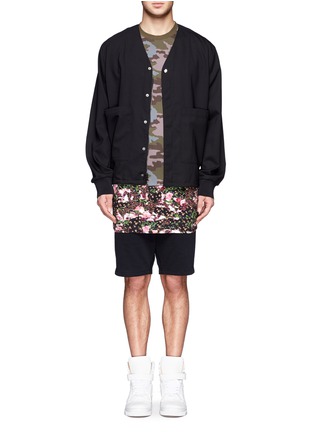 Figure View - Click To Enlarge - GIVENCHY - Camouflage and floral print extended hem T-shirt