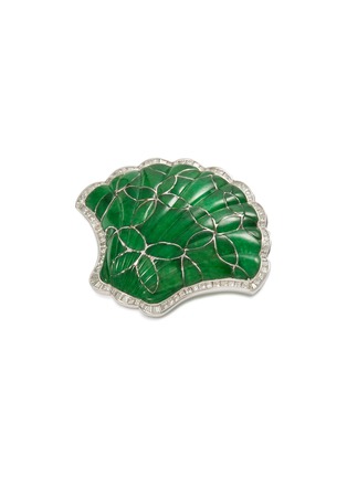 Detail View - Click To Enlarge - SAMUEL KUNG - Diamond jade 18k white gold brooch