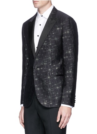 Front View - Click To Enlarge - LANVIN - Metallic firework jacquard tuxedo blazer