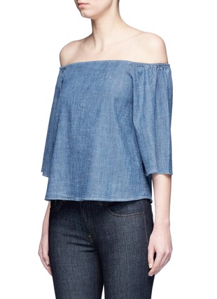 Front View - Click To Enlarge - ALICE & OLIVIA - 'Christy' off-shoulder chambray top