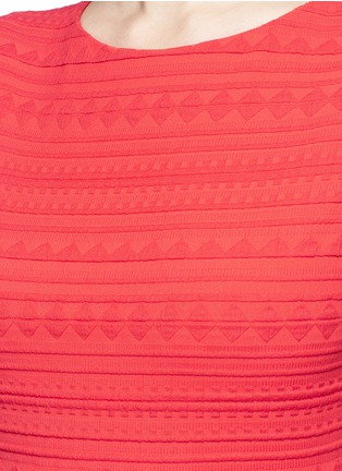 Detail View - Click To Enlarge - ALICE & OLIVIA - 'Shane' textured geometric stripe A-line dress