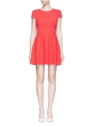 Main View - Click To Enlarge - ALICE & OLIVIA - 'Shane' textured geometric stripe A-line dress
