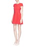 Figure View - Click To Enlarge - ALICE & OLIVIA - 'Shane' textured geometric stripe A-line dress