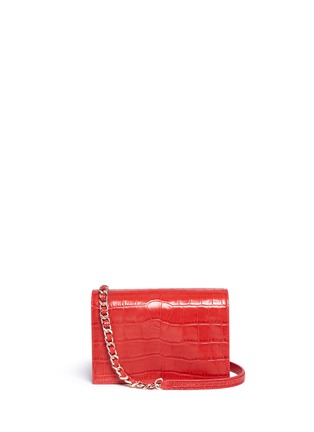Main View - Click To Enlarge - ALICE & OLIVIA - 'Clee' croc embossed leather crossbody bag