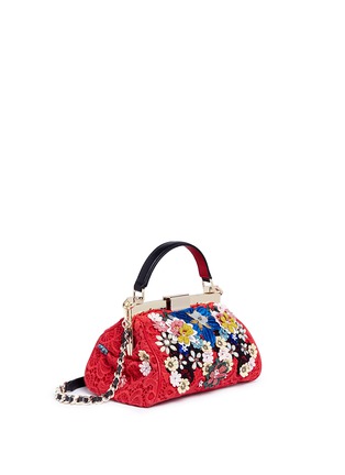 Detail View - Click To Enlarge - ALICE & OLIVIA - 'Scarlet' embellished floral crochet shoulder bag