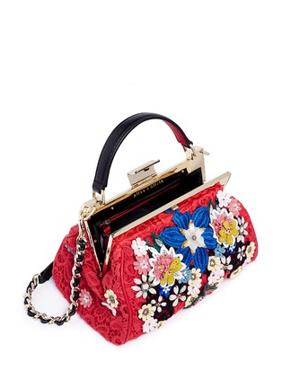  - ALICE & OLIVIA - 'Scarlet' embellished floral crochet shoulder bag