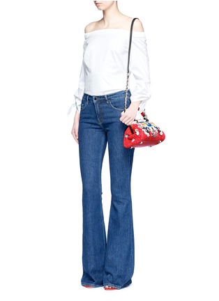 Front View - Click To Enlarge - ALICE & OLIVIA - 'Scarlet' embellished floral crochet shoulder bag