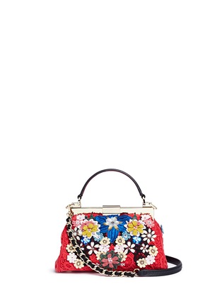 Main View - Click To Enlarge - ALICE & OLIVIA - 'Scarlet' embellished floral crochet shoulder bag