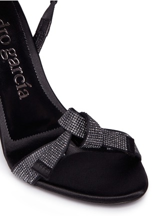 Detail View - Click To Enlarge - PEDRO GARCIA  - 'Candice' crystal pavé bow satin sandals