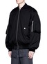 Front View - Click To Enlarge - FENG CHEN WANG - Oversized letter fleece patch bomber jacket