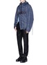 Figure View - Click To Enlarge - FENG CHEN WANG - Denim print buckle strap jacket
