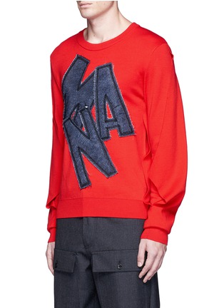 Front View - Click To Enlarge - FENG CHEN WANG - Letter patch double sleeve sweater