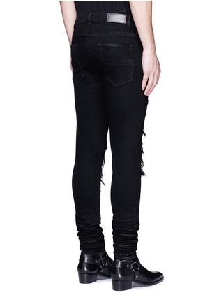 Back View - Click To Enlarge - AMIRI - 'PPX1' slim fit plaid patch distressed jeans