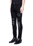 Front View - Click To Enlarge - AMIRI - 'PPX1' slim fit plaid patch distressed jeans