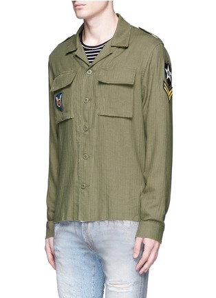 Front View - Click To Enlarge - AMIRI - Military patch cotton-cashmere shirt