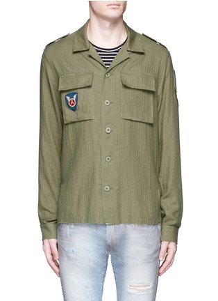 Main View - Click To Enlarge - AMIRI - Military patch cotton-cashmere shirt