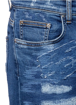 Detail View - Click To Enlarge - AMIRI - 'MX0' stitching ripped jeans