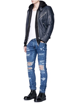 Figure View - Click To Enlarge - AMIRI - 'MX0' stitching ripped jeans