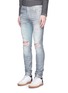 Front View - Click To Enlarge - AMIRI - 'Shotgun' slim fit foil finish jeans