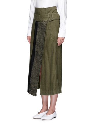Front View - Click To Enlarge - MAME - Ribbon woven panel midi wrap skirt