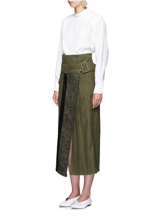 Figure View - Click To Enlarge - MAME - Ribbon woven panel midi wrap skirt