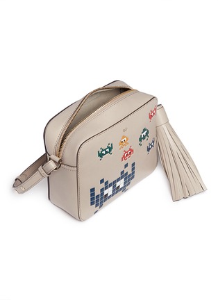 Detail View - Click To Enlarge - ANYA HINDMARCH - 'Space Invaders' embossed leather crossbody bag
