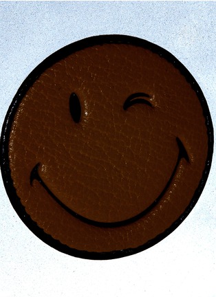  - ANYA HINDMARCH - 'Wink' small leather smiley reflective nylon zip pouch
