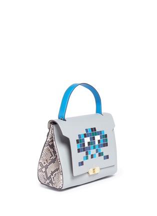 Figure View - Click To Enlarge - ANYA HINDMARCH - 'Space Invaders Bathurst' small python trim leather satchel