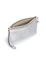 Detail View - Click To Enlarge - ANYA HINDMARCH - 'Wink' smiley perforated metallic leather zip pouch