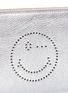 Detail View - Click To Enlarge - ANYA HINDMARCH - 'Wink' smiley perforated metallic leather zip pouch