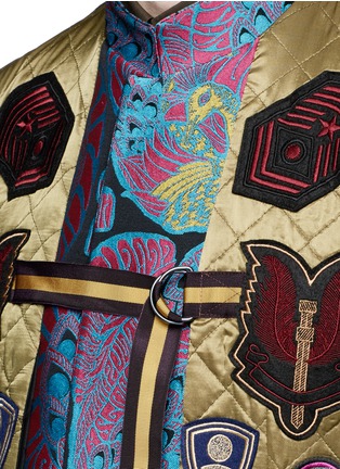 Detail View - Click To Enlarge - DRIES VAN NOTEN - Reversibile peacock jacquard embroidered badge jacket
