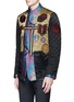 Front View - Click To Enlarge - DRIES VAN NOTEN - Reversibile peacock jacquard embroidered badge jacket