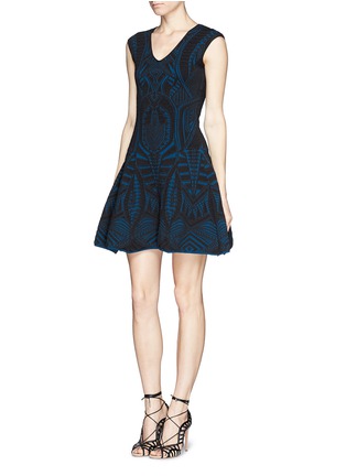 Figure View - Click To Enlarge - RVN - 'Warrior' jacquard flare dress