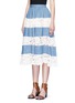 Front View - Click To Enlarge - ALICE & OLIVIA - 'Romy' lace insert denim flare skirt