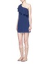 Figure View - Click To Enlarge - ALICE & OLIVIA - 'Francie' one-shoulder ruffle silk dress